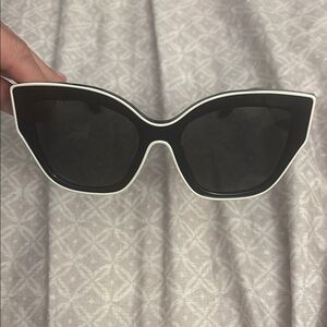 Tory Burch Black and White Cat-Eye Sunglasses